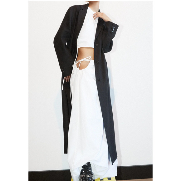 SIR. MASON White Italian Cotton Gathered Waist Maxi Skirt size 3 - Large L $300 - Picture 1 of 4